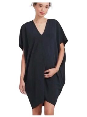 Hatch Women's The Slouch Maternity Dress OS Black Back Split Dolman SS Roomy